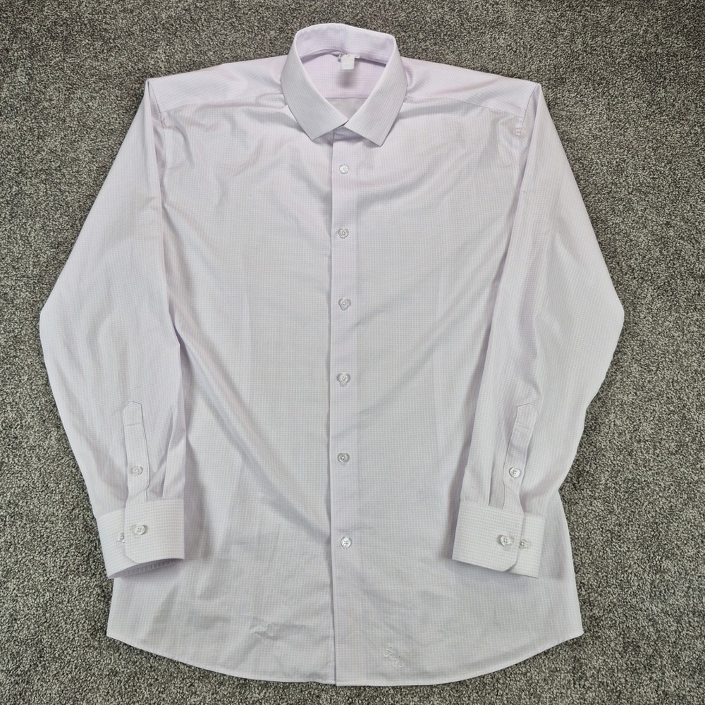 State & Liberty Button Up Dress Shirt Mens 2XL Blue Check Athletic Fit